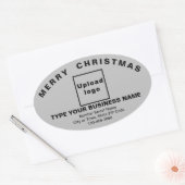 グレークリスマスビジネス楕円シェイプステッカー 楕円形シール (封筒)