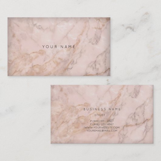 グレークリーミーピンクセピア金ゴールドグレイ大理石 名刺 (正面/裏面)