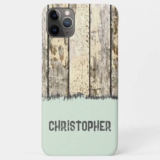 グレークリームと緑の素朴フェイクな木材の名前を追加 Case-Mate iPhoneケース (裏面)