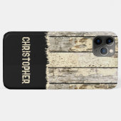 グレークリームと黒い素朴な木フェイクに名前を追加 Case-Mate iPhoneケース (裏面(横))