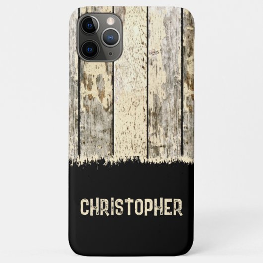 グレークリームと黒い素朴な木フェイクに名前を追加 Case-Mate iPhoneケース (裏面)