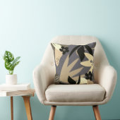 グレークリームタン&ブラック芸術的抽象芸術葉 クッション (椅子)
