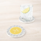 グレークローバーパターン、イエローモノグラム コースター (側面)