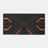 グレークールとオレンジのジオメトリックゲームの背景 デスクマット (正面)