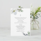 グレークールウォーター色花模様ツインズバプテスマ 招待状 (スタンド正面)