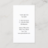 グレークールエレガントクの黒いハサミのヘアスタイリスト 名刺 (裏面)