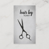 グレークールエレガントクの黒いハサミのヘアスタイリスト 名刺 (正面)
