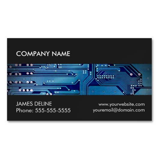 グレークールブルー回路コンピュータの修復 マグネット名刺 (正面)