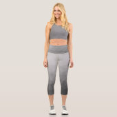 グレーグラディエントのジオメトリメッシュパターン カプリレギンス (正面)