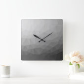 グレーグラディエントのジオメトリメッシュパターン スクエア壁時計 (ホーム)
