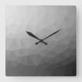 グレーグラディエントのジオメトリメッシュパターン スクエア壁時計 (正面)