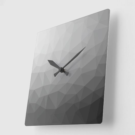 グレーグラディエントのジオメトリメッシュパターン スクエア壁時計 (傾斜)