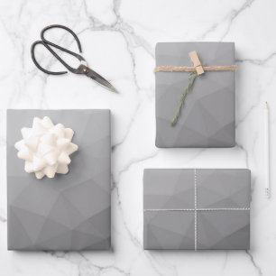 グレーグラディエントのジオメトリメッシュパターン ラッピングペーパーシート