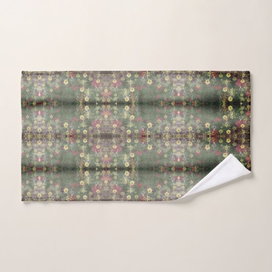 グレーグラディエントイタリアンルネッサンスガーデンフローラ バスタオルセット (ハンドタオル)