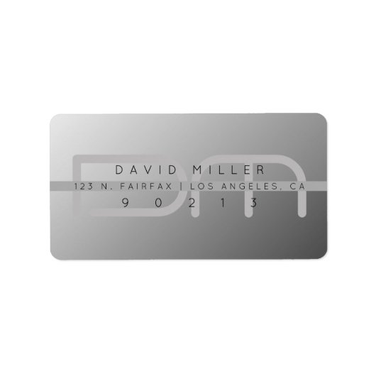 グレーグラディエントモダン差出人住所 ラベル (正面)