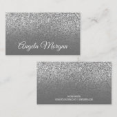 グレーグラデーションシルバーグリッター写真 名刺 (正面/裏面)