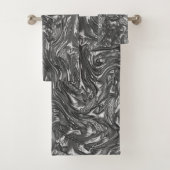 グレーグラファイトの湾曲した粗いテクスチャ バスタオルセット