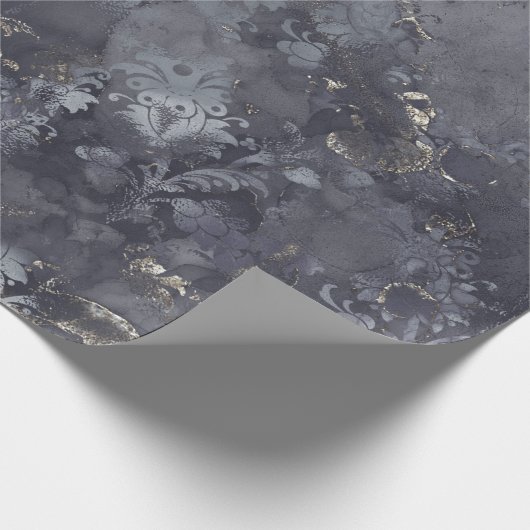 グレーグラファイトセピアフローラグレンギーコテージインク ラッピングペーパー (角)