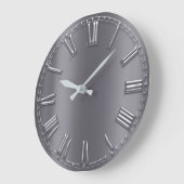 グレーグラファイト金属銀グレーローマ数字 ラージ壁時計 (傾斜)