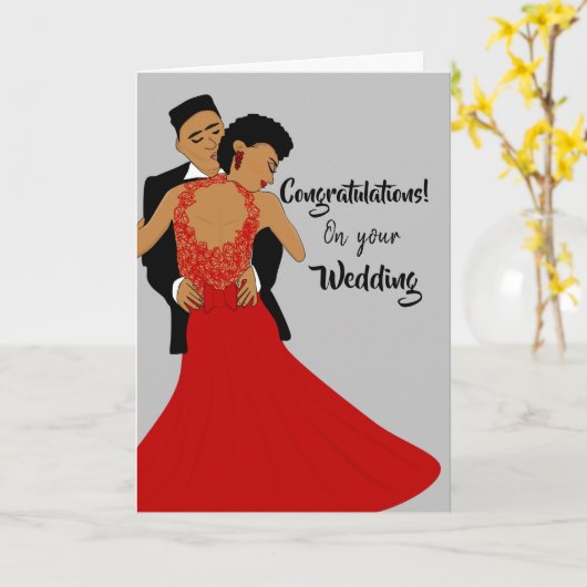 グレーグラモールブライド&グルーマー社交ダンスおめでとう カード (黄色い花)