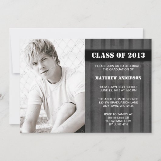 グレーグランジのフォト卒業発表 招待状 (正面)