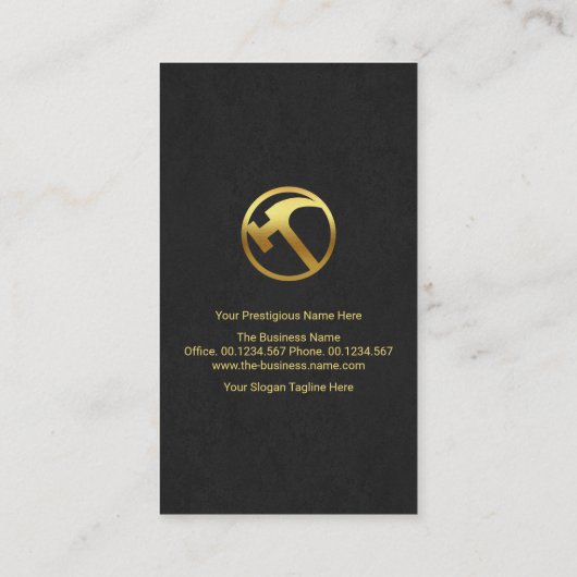 グレーグランジ金ゴールドストライプ建築請負業者 名刺 (裏面)