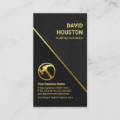 グレーグランジ金ゴールドストライプ建築請負業者 名刺 (正面)