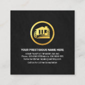 グレーグランジ金ゴールドブラシ屋上建物 スクエア名刺 (裏面)