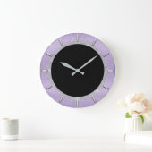 グレーグリッターシルバーグレーブラックメタルラベンダー ラージ壁時計 (ホーム)
