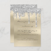 グレーグリッタードリップスシルバーアイボリーブライダルスウィート16th 招待状 (正面/裏面)