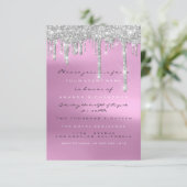 グレーグリッタードリップスシルバーピンクブライダルスウィート16th 招待状 (スタンド正面)