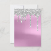 グレーグリッタードリップスシルバーピンクブライダルスウィート16th 招待状 (裏面)