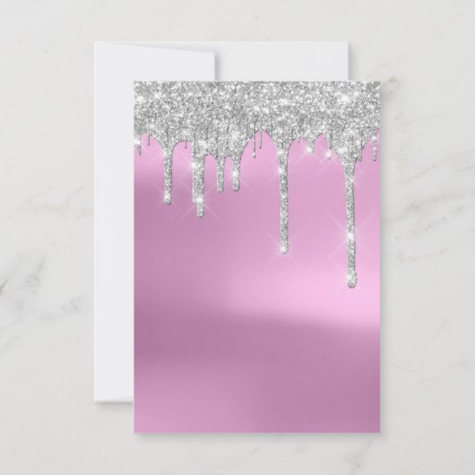 グレーグリッタードリップスシルバーピンクブライダルスウィート16th 招待状 (裏面)