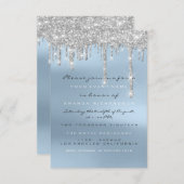グレーグリッタードリップスシルバーブルーブライダルスウィート16th 招待状 (正面/裏面)