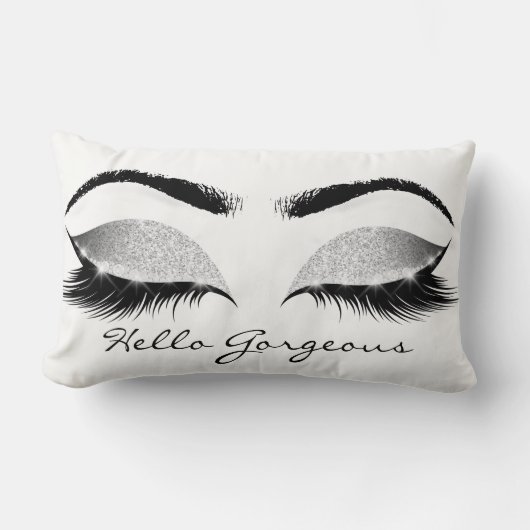 グレーグリッターブラックアイズシルバーメイクアップラッシュハロー ランバークッション (正面)