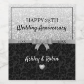 グレーグリッター及びフローラダマスク ワインラベル (シングルラベル)