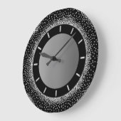 グレーグリッター銀グレーブラック金属結晶 ラージ壁時計 (傾斜)