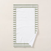 グレーグリーンとホワイトストライプ バスタオルセット (ハンドタオル)