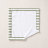 グレーグリーンとホワイトストライプ バスタオルセット (ウォッシュタオル)