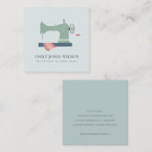 グレーグリーンアクアオレンジピンク裁縫機テーラー スクエア名刺 (正面/裏面)