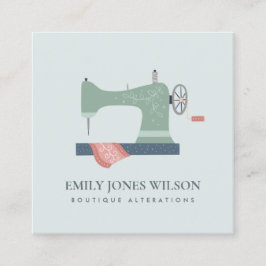 グレーグリーンアクアオレンジピンク裁縫機テーラー スクエア名刺