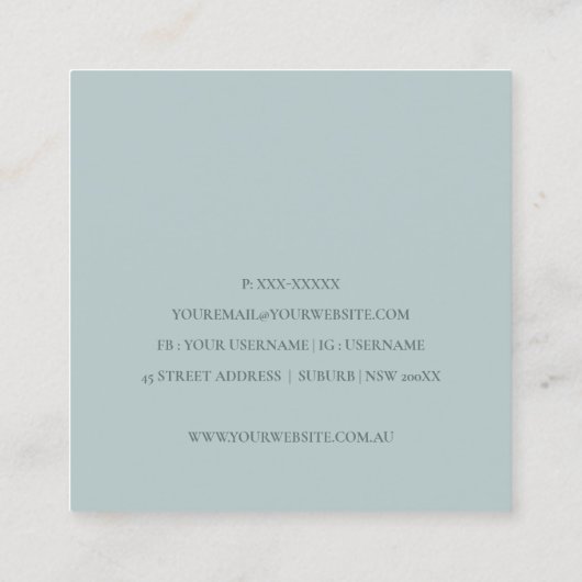 グレーグリーンアクアオレンジピンク裁縫機テーラー スクエア名刺 (裏面)