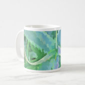 グレーグリーンアロエ絵画抽象芸術 コーヒーマグカップ (正面左)