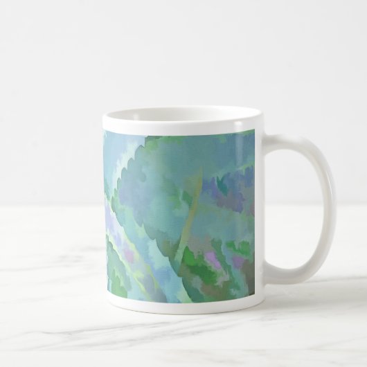 グレーグリーンアロエ絵画抽象芸術 コーヒーマグカップ (右)