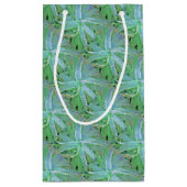 グレーグリーンアロエ絵画抽象芸術 スモールペーパーバッグ (裏面)