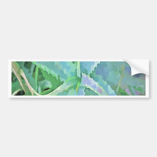 グレーグリーンアロエ絵画抽象芸術 バンパーステッカー (正面)