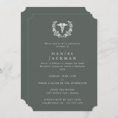 グレーグリーンカドゥセウス医科学校卒業 招待状 (正面/裏面)