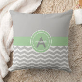 グレーグリーンシェブロン クッション (ブランケット)