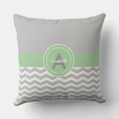 グレーグリーンシェブロン クッション (裏面)