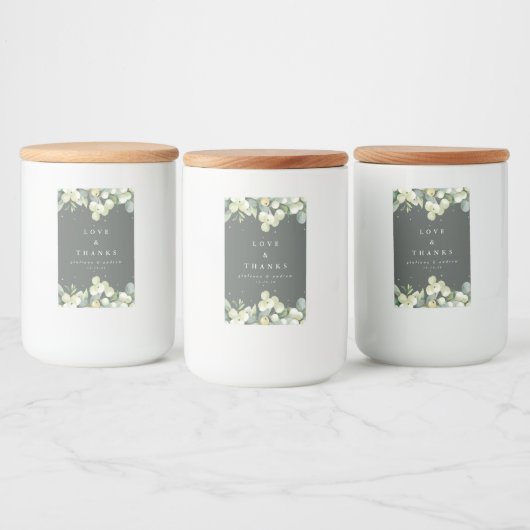 グレーグリーンスノーベリー+ユーカリ冬の結婚式 フードラベル (ボトル)